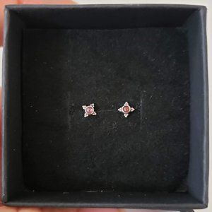 BVLA Mini Kandy (pair) - White Gold with Rhodolite - Threadless Ends